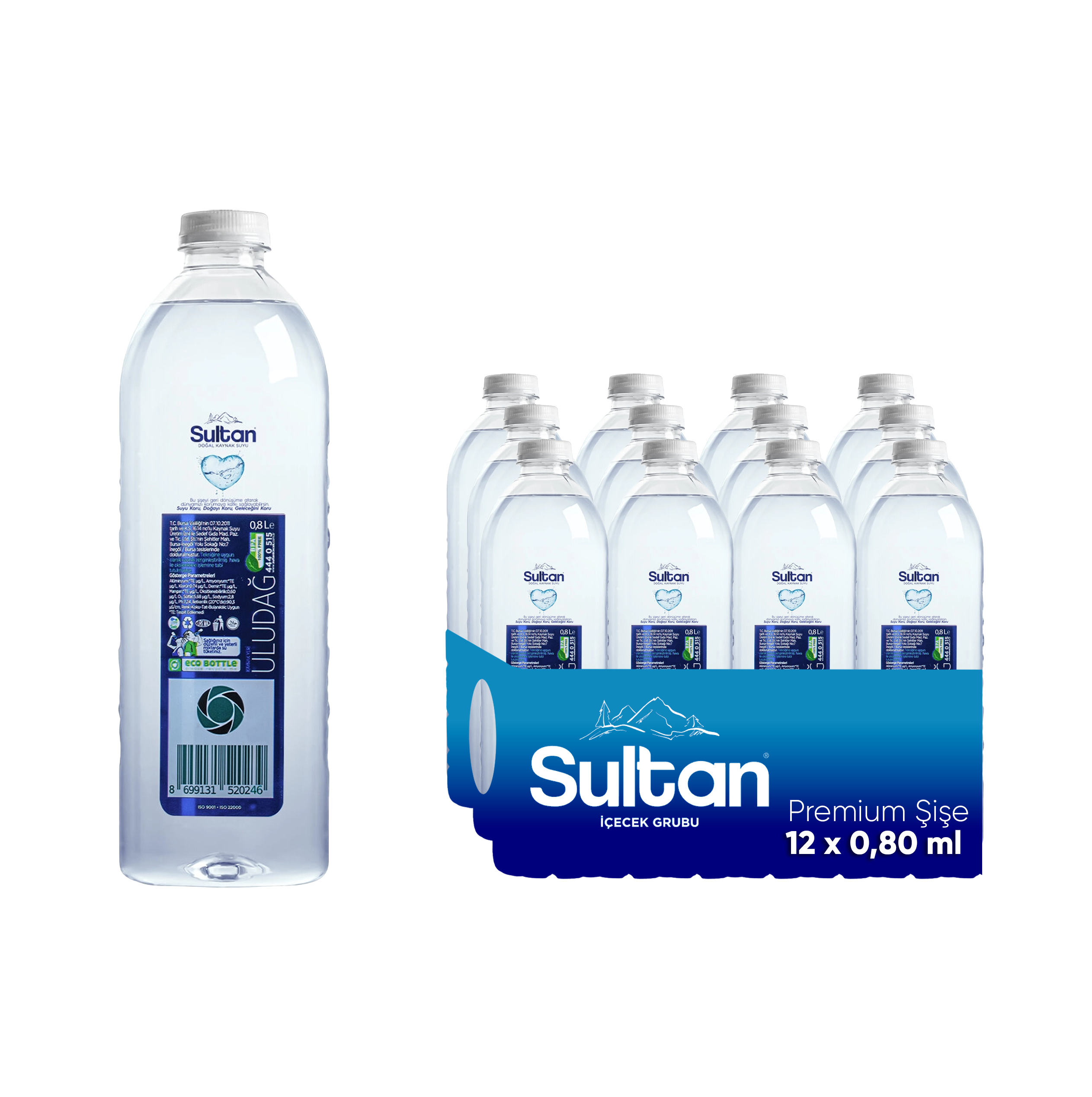Sultan Su Sultan Su 12x800 ml - Premium Şişe
